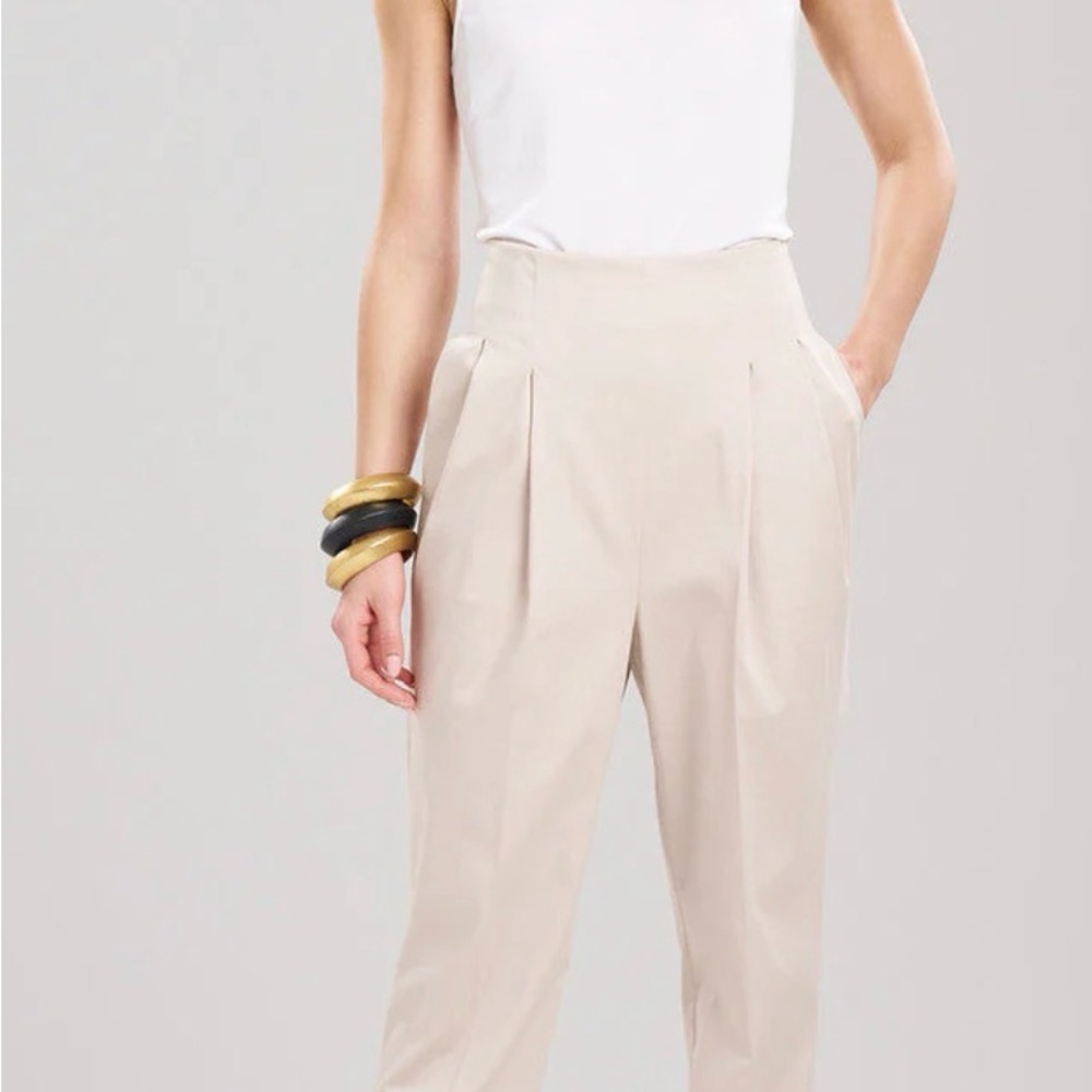 Natori Cotton Chino High Waisted Pleated Pants NWT size 14